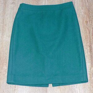 J. Crew The Pencil Skirt Double-Serge Wool Blend Midi Skirt, Teal, Fully Lined